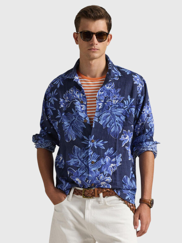 Linen shirt with floral motifs - 1