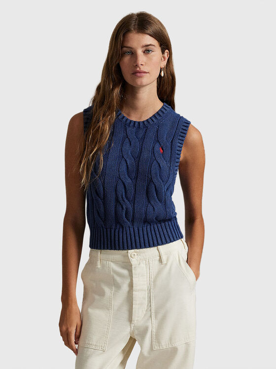 Knitted sweater with oval neckline and sleeves - 1