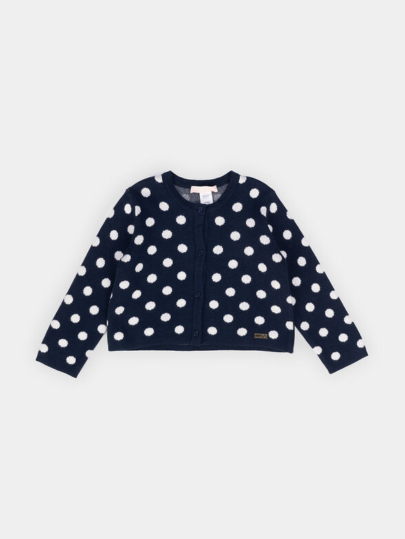 Blue dotted viscose blend cardigan - 1