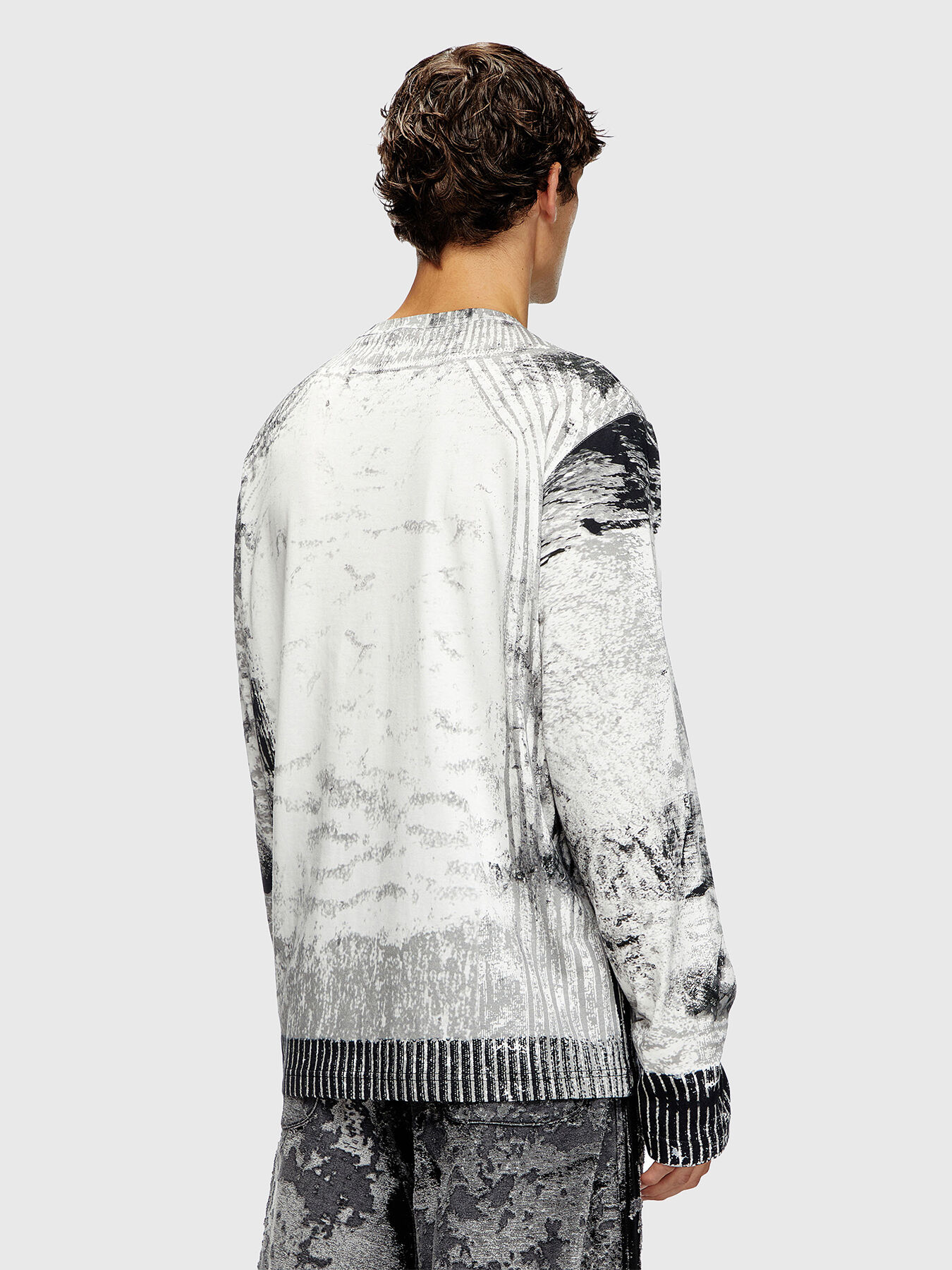 トップス DIESEL T-Crane-Ls-S4 Long-sleeve T-shirt Diesel White & Gray T-Crane-Ls-S4 T-shirt Diesel