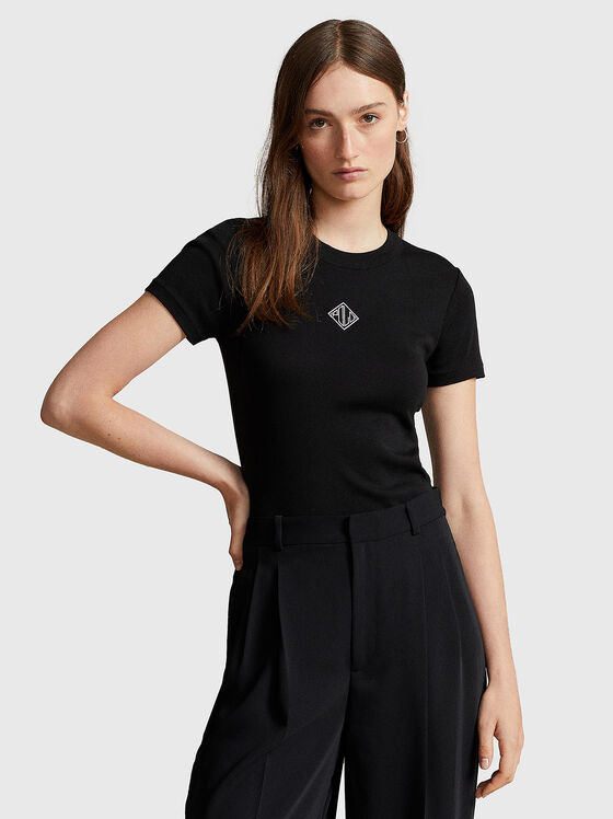 Black T-shirt in cotton  - 1