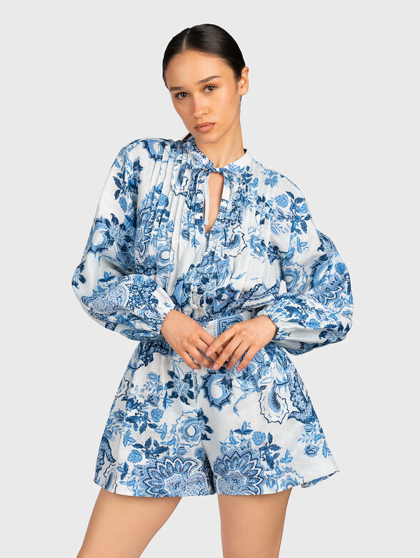 ZAREN linen jumpsuit with floral motifs - 1
