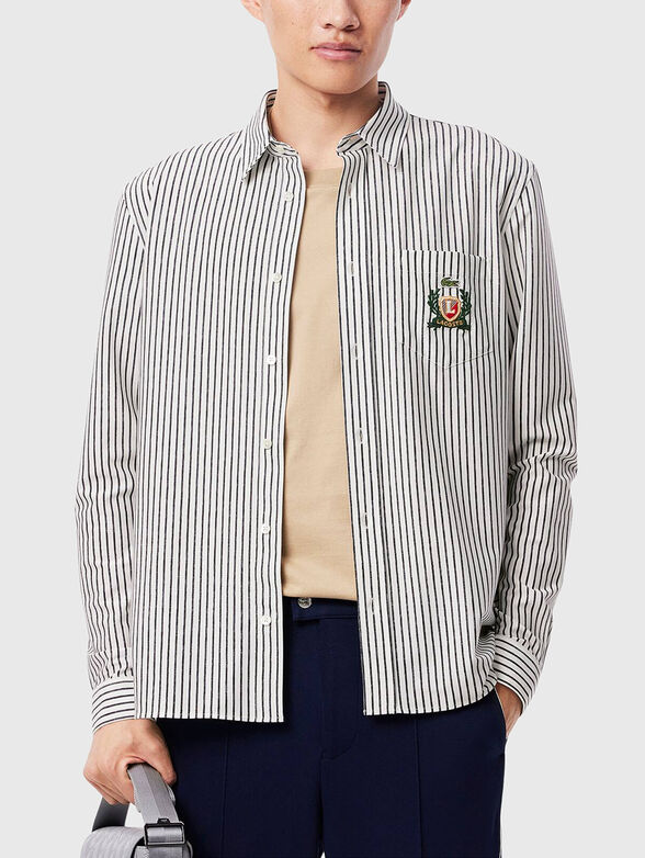 Long sleeved cotton shirt with logo embroidery - 1