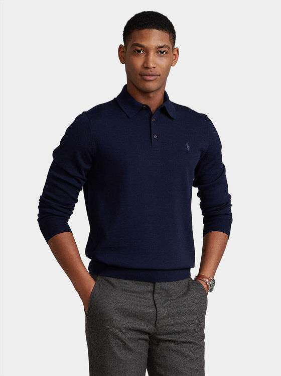 Пуловер в тъмно син цвят - 1