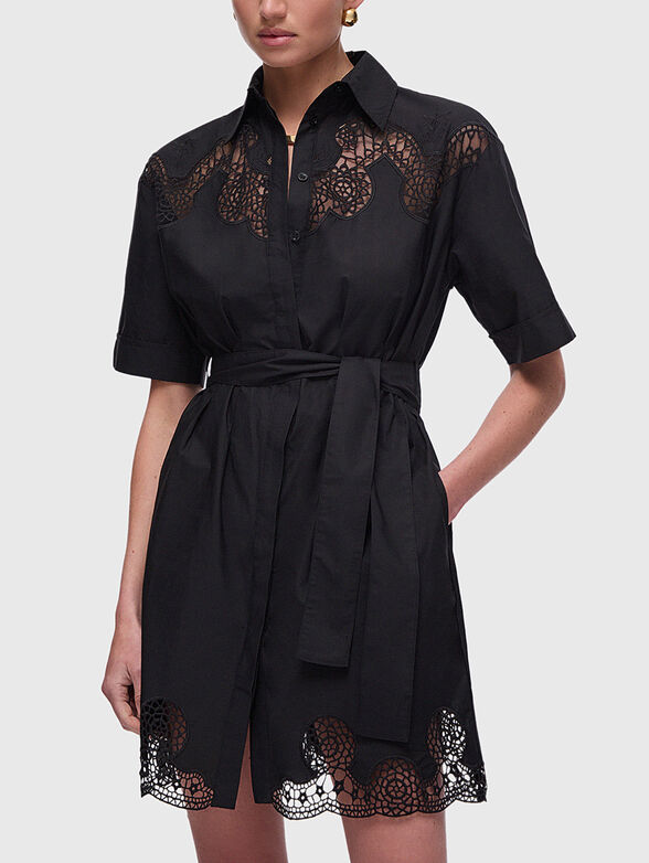 Embroidered dress with belt - 1