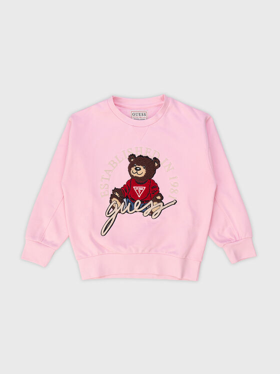 Памучен розов суитшърт TEDDY BEAR - 1