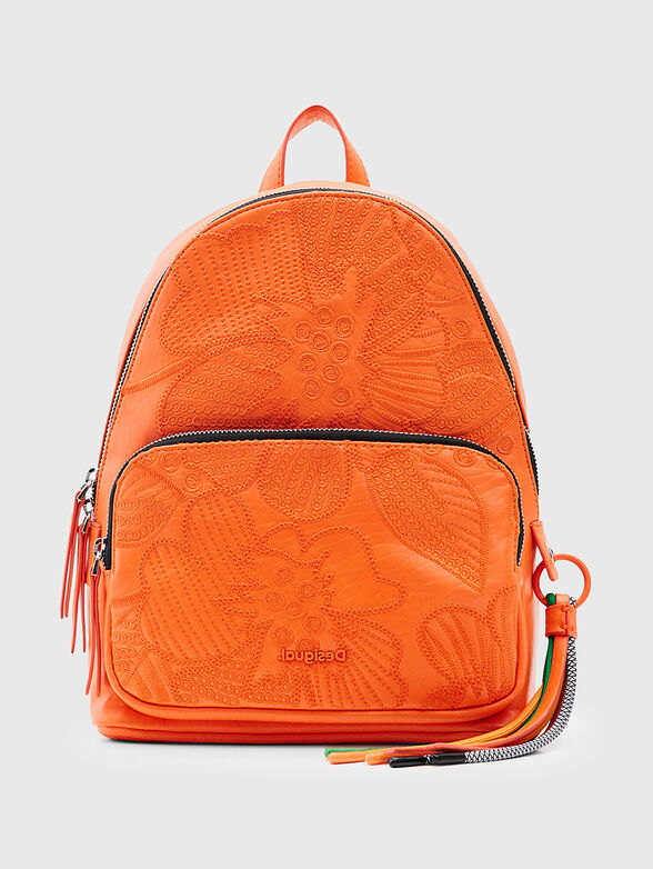 Black backpack with floral motifs - 1