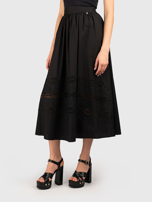 High waisted cotton midi skirt