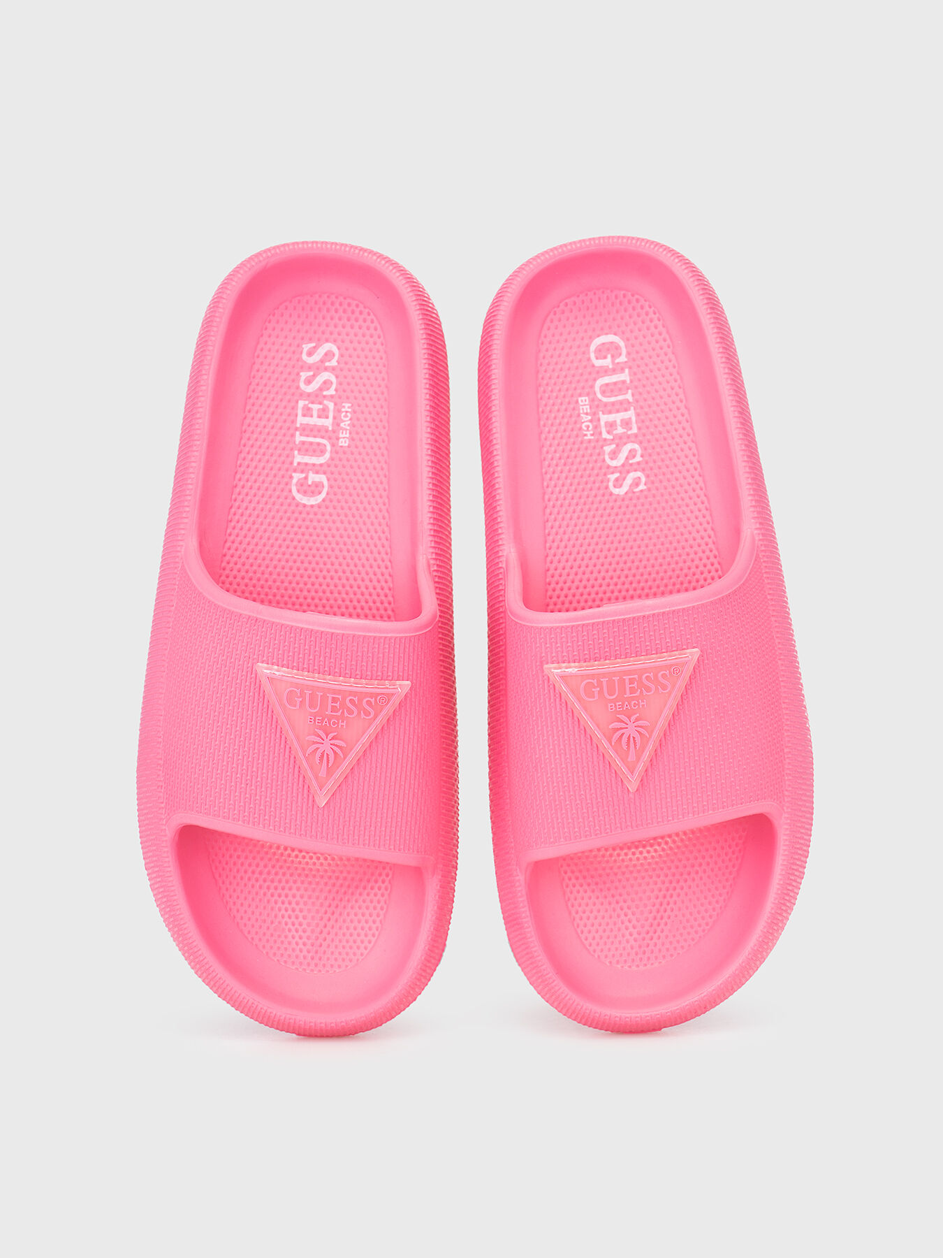 激安ブランド Pink slippers GUESS brand logo triangular with サンダル