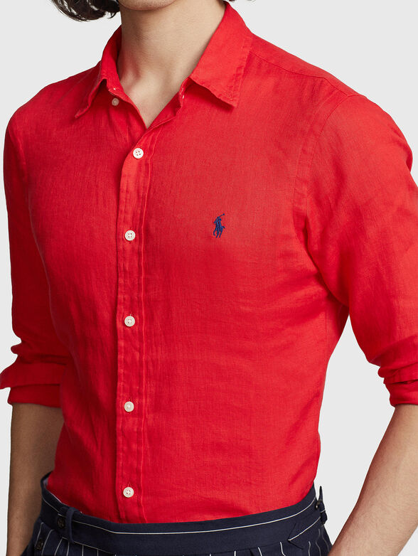 Red linen shirt - 4