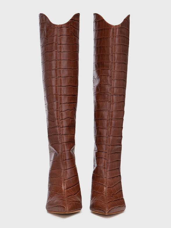 MARYANA black leather boots with croc texture - 6
