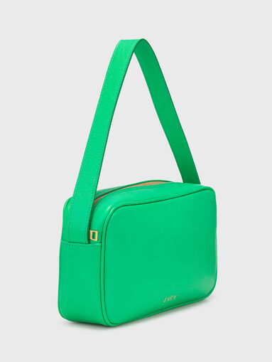 Small leather bag with logo in beige - 3