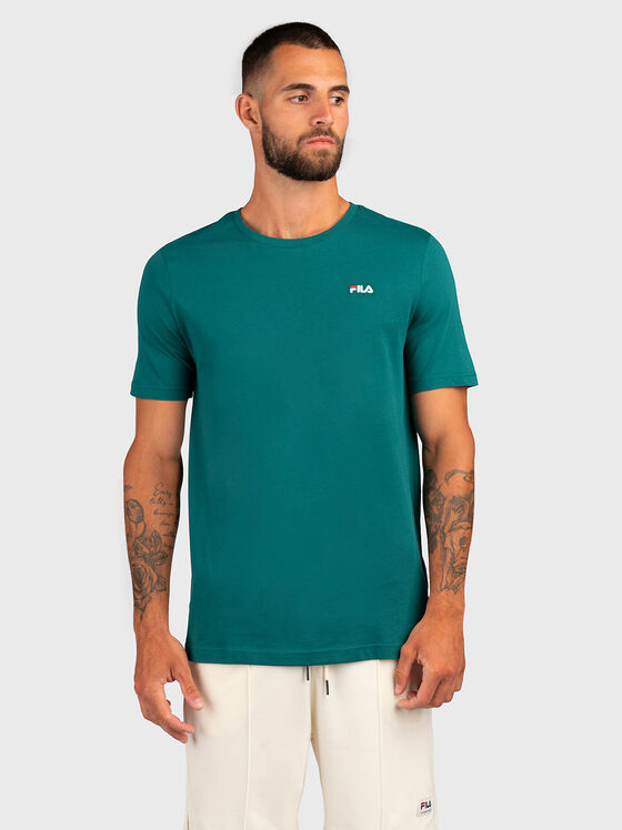 Зелена памучна тениска с лого - 1
