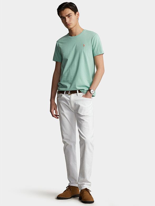 Green cotton T-shirt with logo - 1