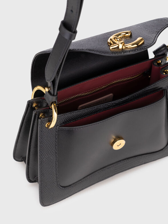 Leather bag with long strap and logo - 6