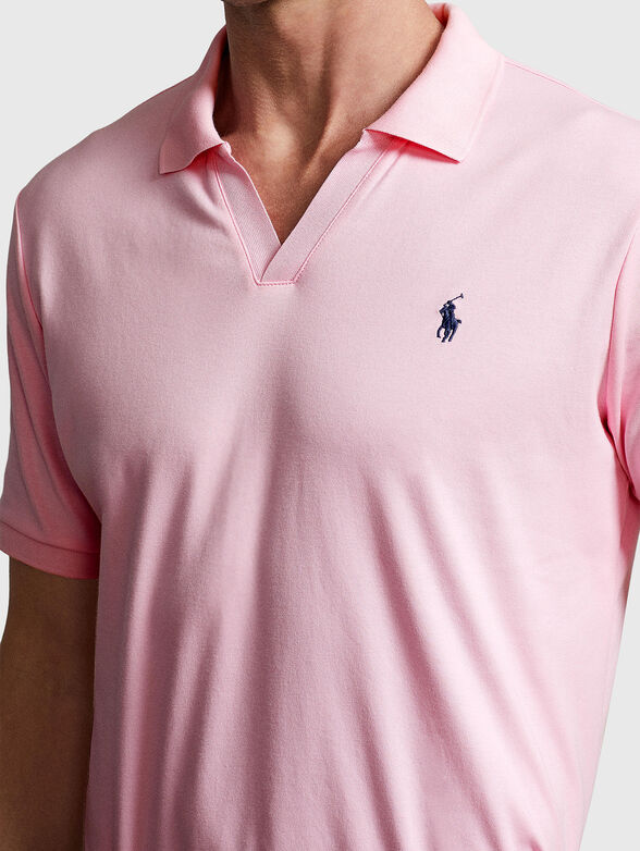 Pink V-neck Polo-shirt - 4