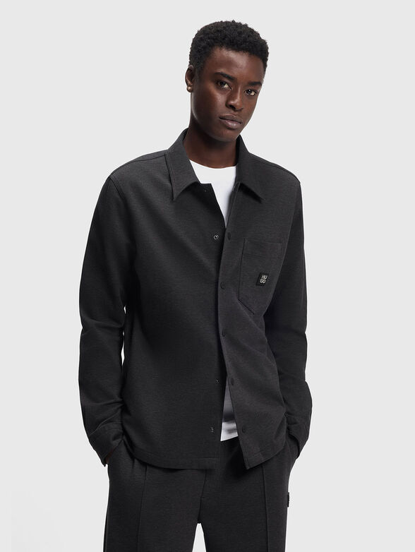 Dark gray oversized cotton blend shirt - 1