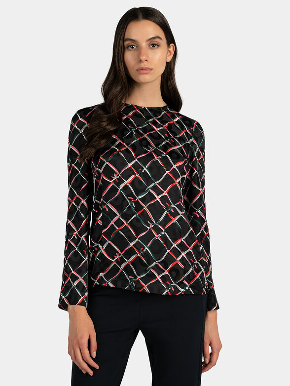 Silk blouse with colorful print - 0