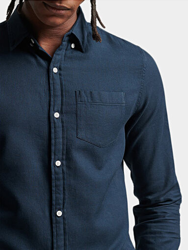 Dark blue cotton shirt - 3