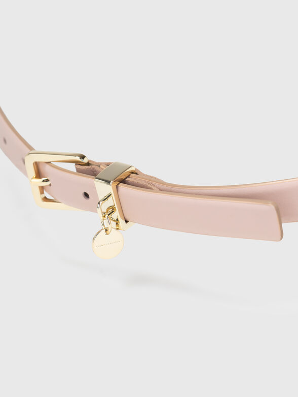 Beige leather belt - 4