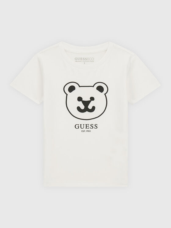 Cotton blue T-shirt with contrast print - 1