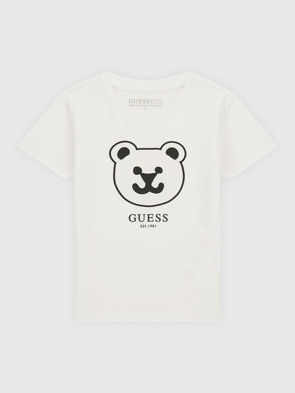 Cotton blue T-shirt with contrast print - 1
