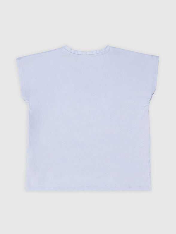 Blue T-shirt with sequins and embroidery - 2
