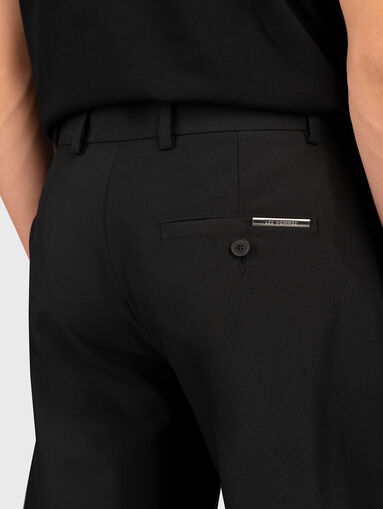 Black wool blend shorts - 3