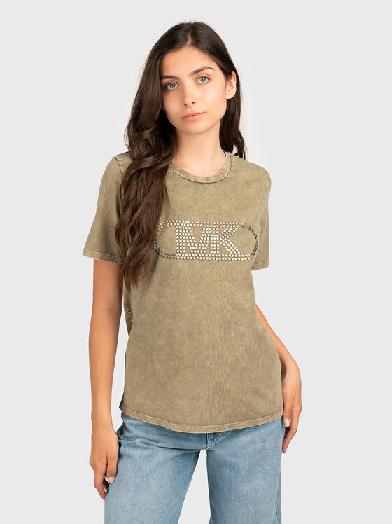 Cotton T-shirt with oval neckline - 1