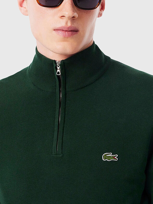 Zipped high neck cotton sweater - 4