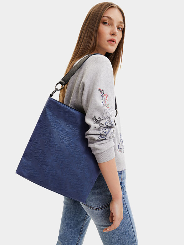 Large blue bag with all-over logo embossing - 2
