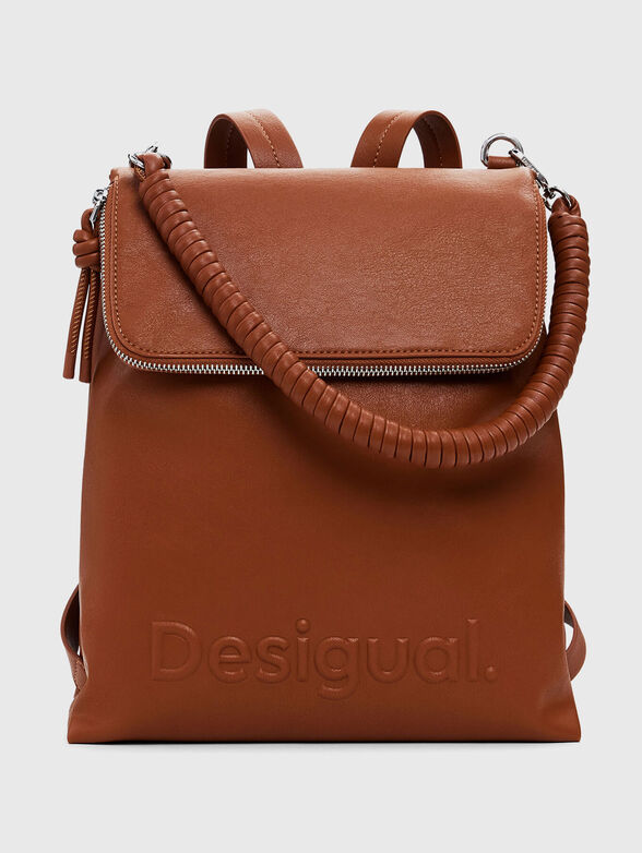 Brown backpack with maxi logo - 1