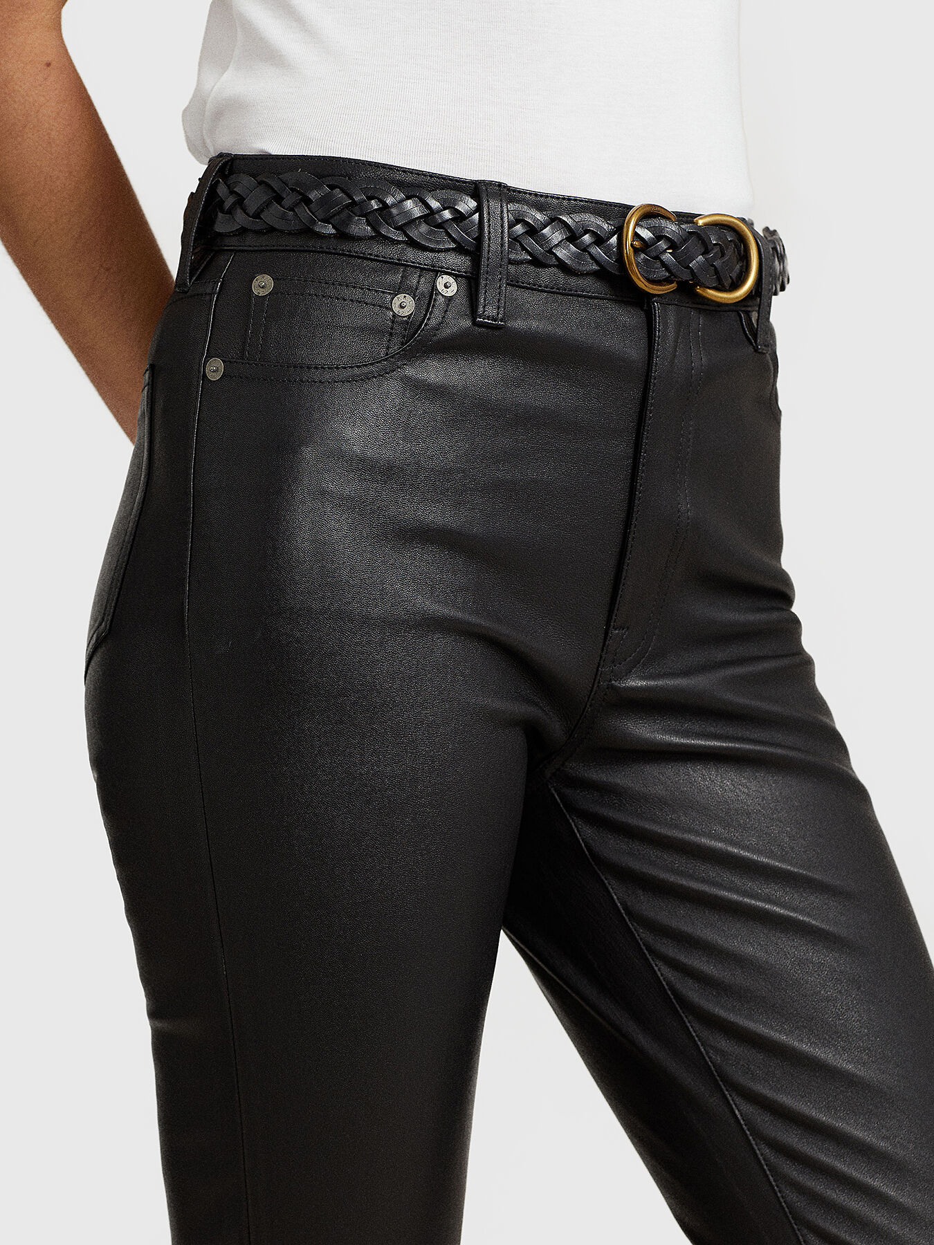 Polo Ralph Lauren - High-rise wide-leg leather pants Polo