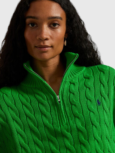 Green knitted sweater - 5