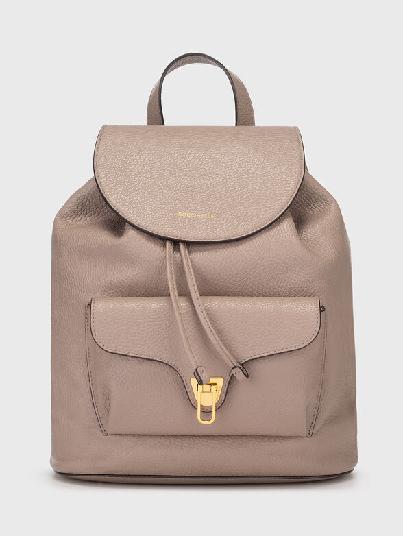 Leather backpack with metal accent - 1