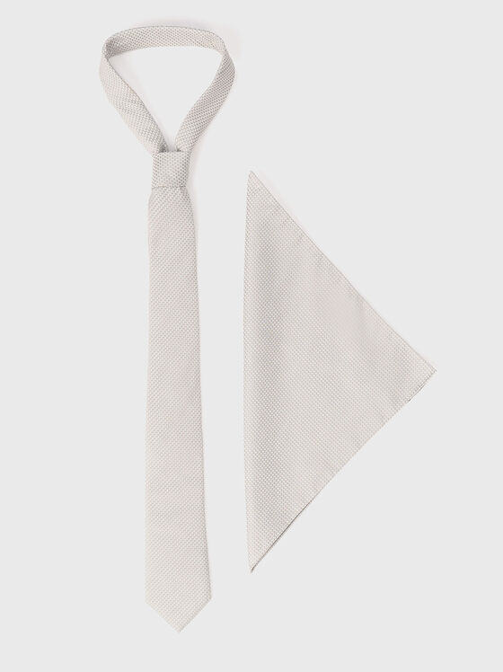 Комплект вратовръзка  с кърпичка с принт - 1