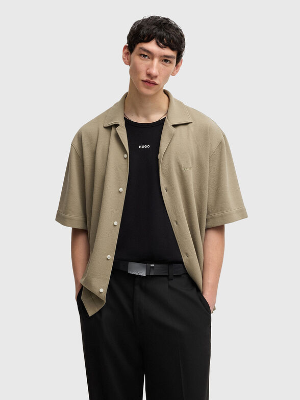 Leather belt with logo buckle - 2