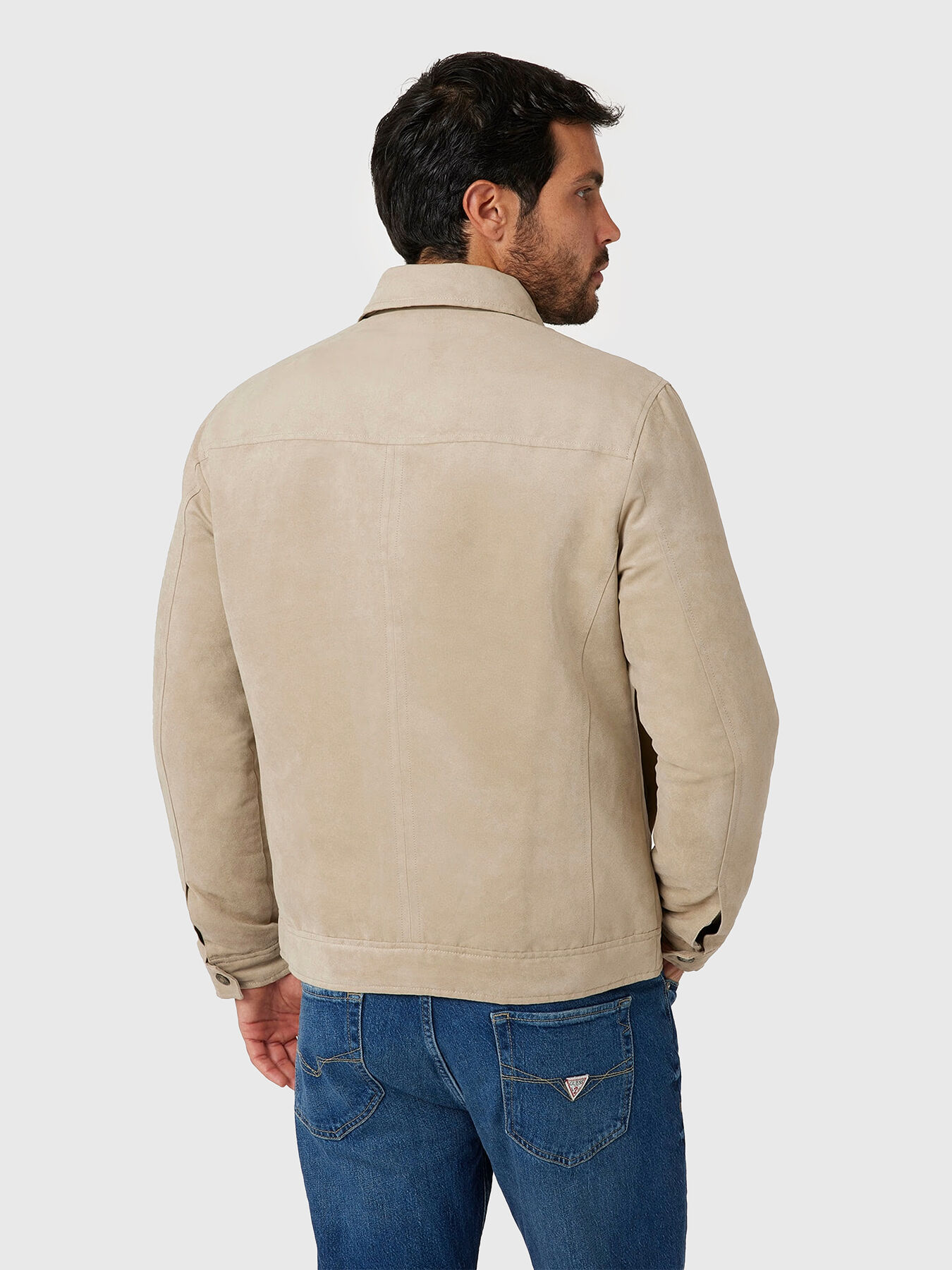 【ベージュ(F13Q)】GUESS ブルゾン (M)LS Mn Suede Mix  Jacket ベージュ(F13Q)】GUESS ブルゾン (M)LS Mn Suede Mix River Jacket