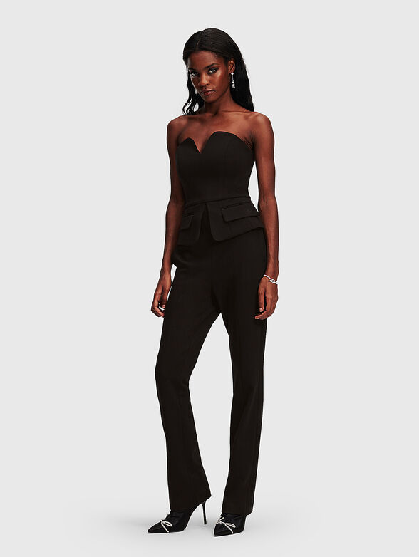 Viscose blend jumpsuit with sweetheart neckline - 1