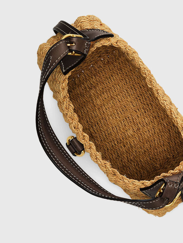 Raffia shoulder bag with mini logo - 6