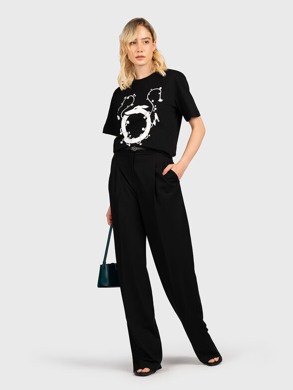 Black T-shirt with contrasting logo print - 2