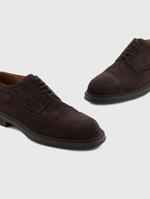 Suede Derby shoes with brogue perforations - 4