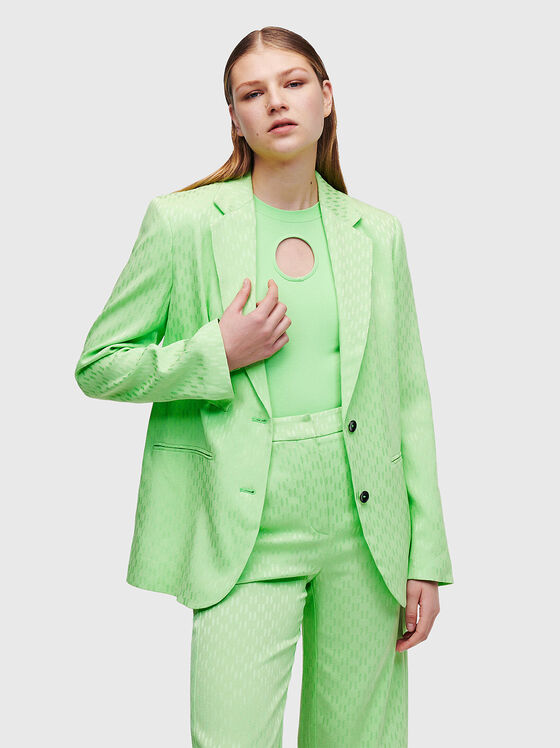 HUN'S PICK green blazer with monogram print - 1