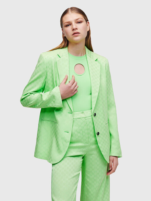 HUN'S PICK green blazer with monogram print - 1