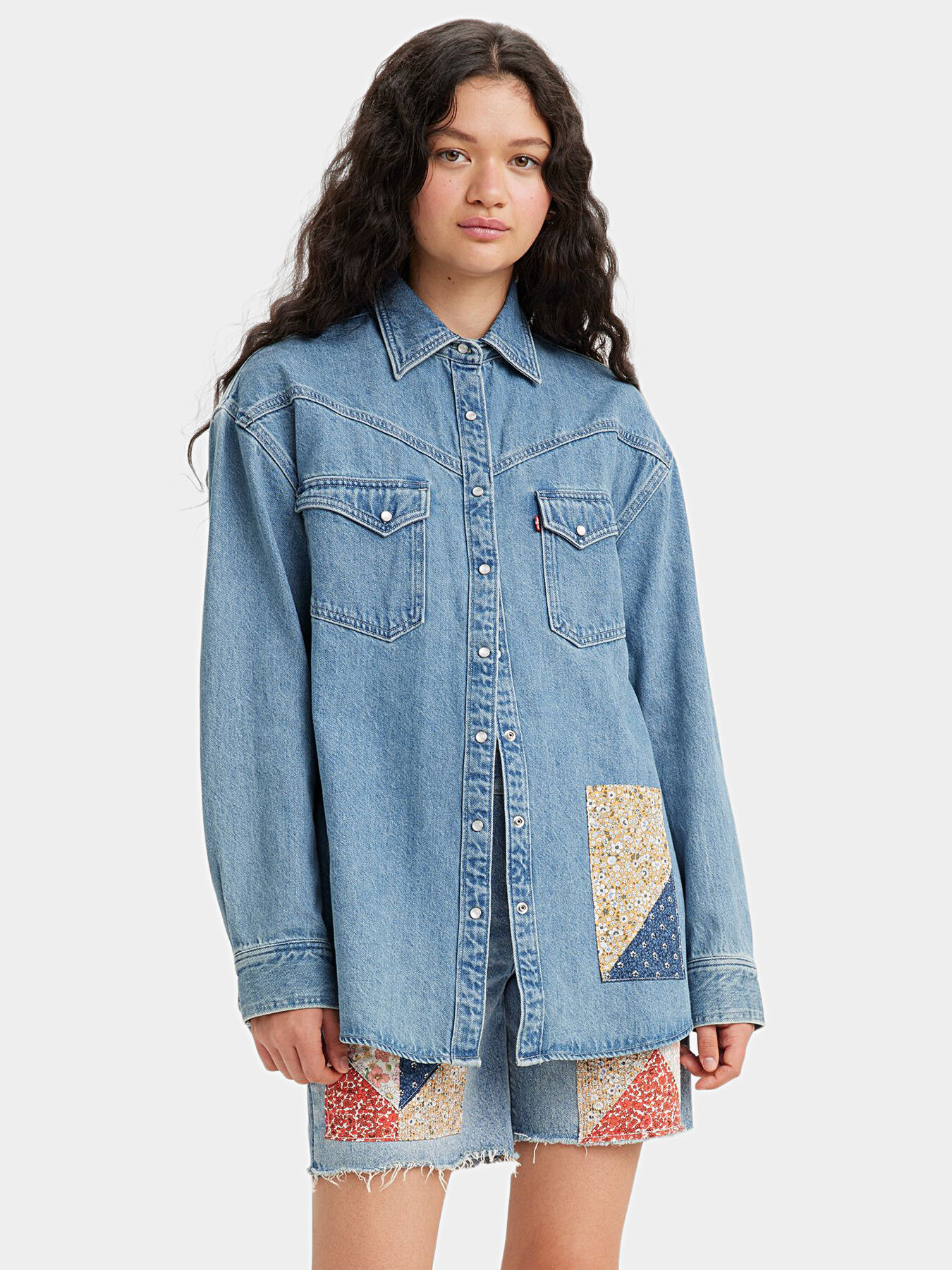 Womens denim shirt xl sale