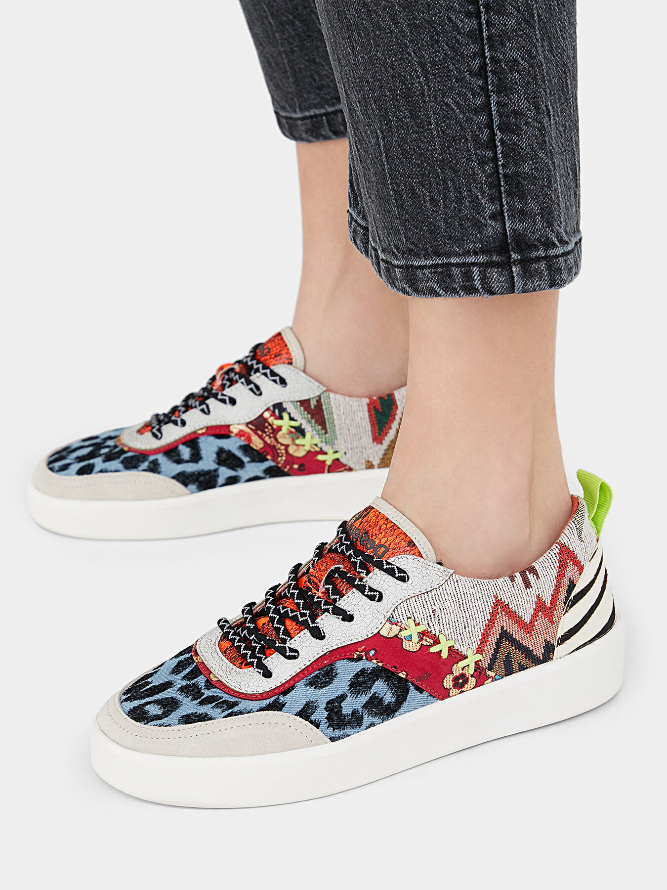 デシグアル Desigual アニマルプリント スリムレギンス （レッド