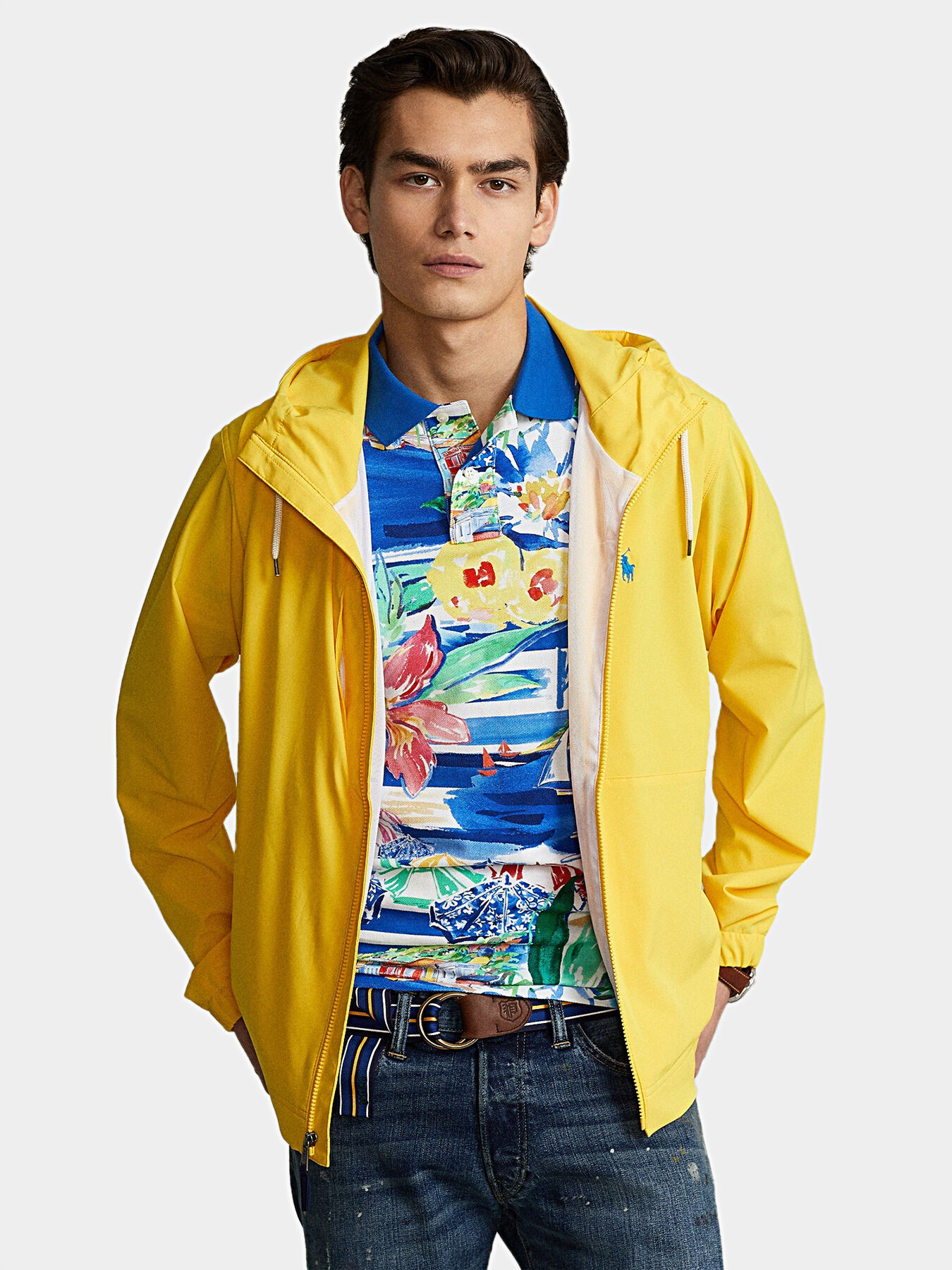 Yellow polo windbreaker store