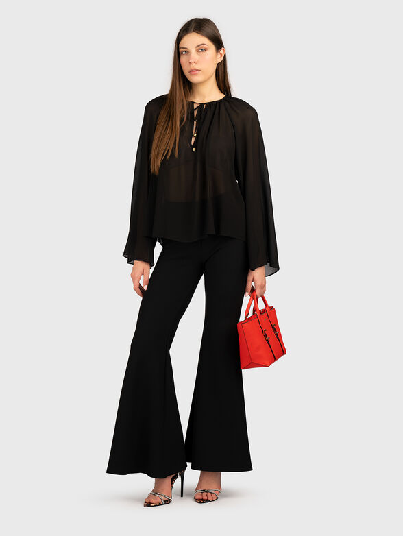 Trousers with high waist and wide legs - 4