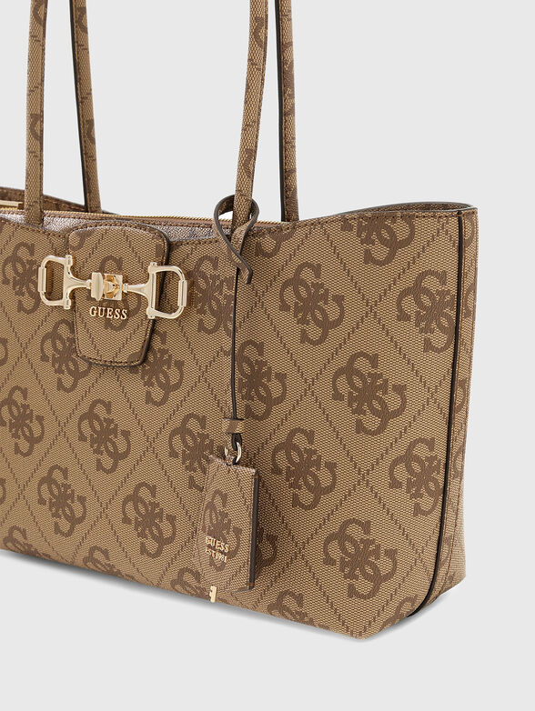 Brown logo print bag - 4