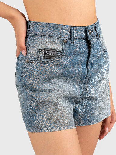 Denim shorts with silver effect - 4